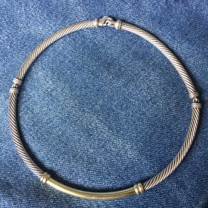 David Yurman Sterling and 14K Cable Necklace